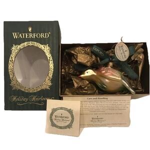 🔮🌲Waterford Holiday Heirlooms Partridge  Christmas Blown Glass Ornament
